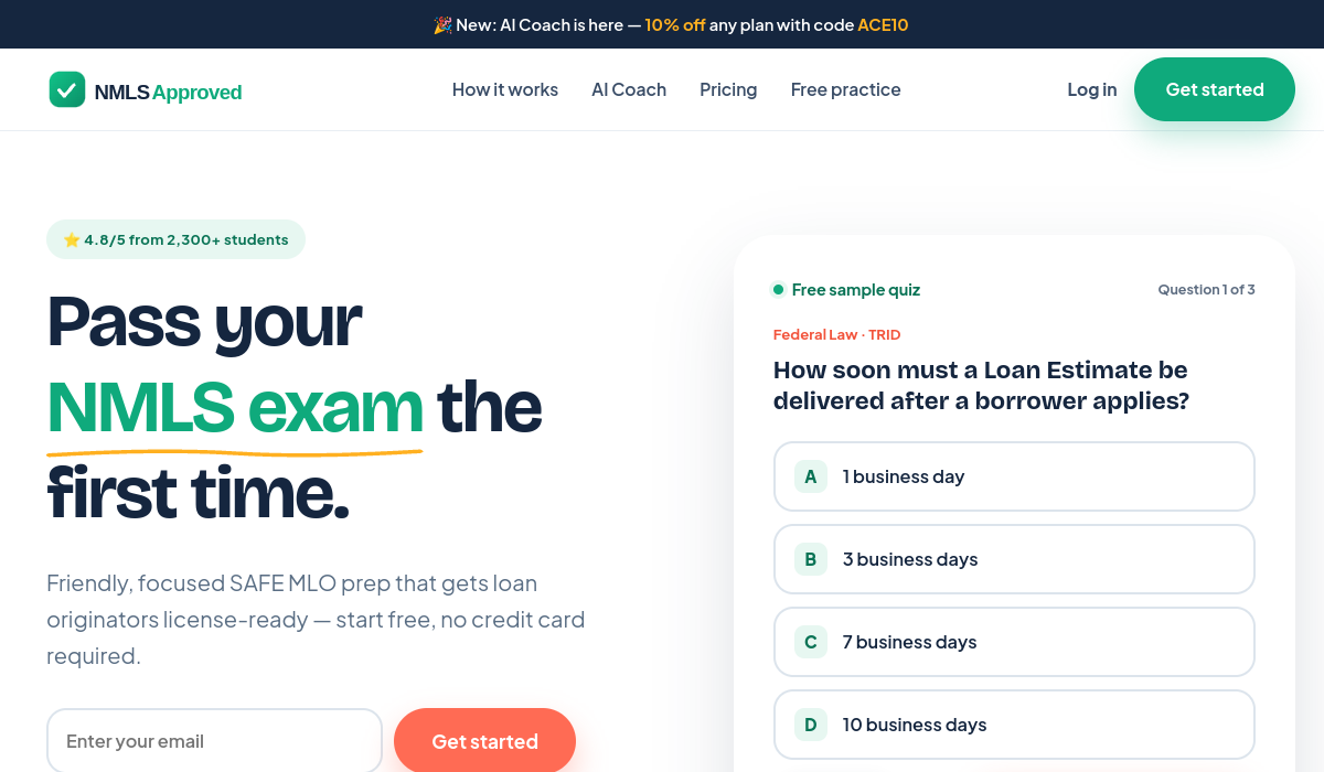NMLSApproved exam preparation practice interface