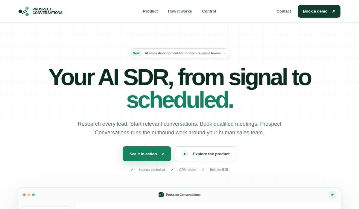 Prospect Conversations AI sales development dashboard